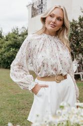 Annie Long Sleeve Top - Pink Floral